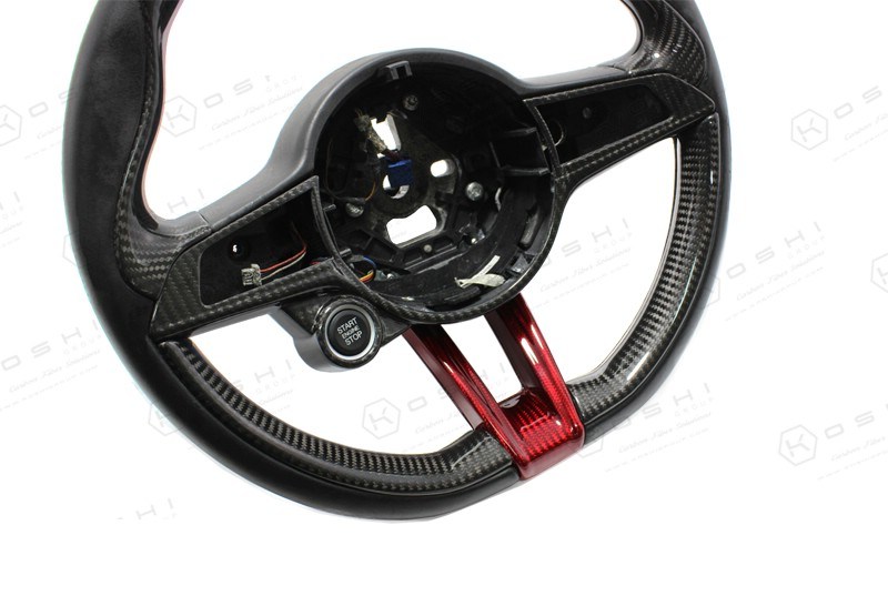 Red-Carbon-Fiber-Alfa-Romeo-Giulia-Stelvio-QV-Steering-Wheel-Cover-4 Koshi Carbon Seitliche Lenkradverkleidung