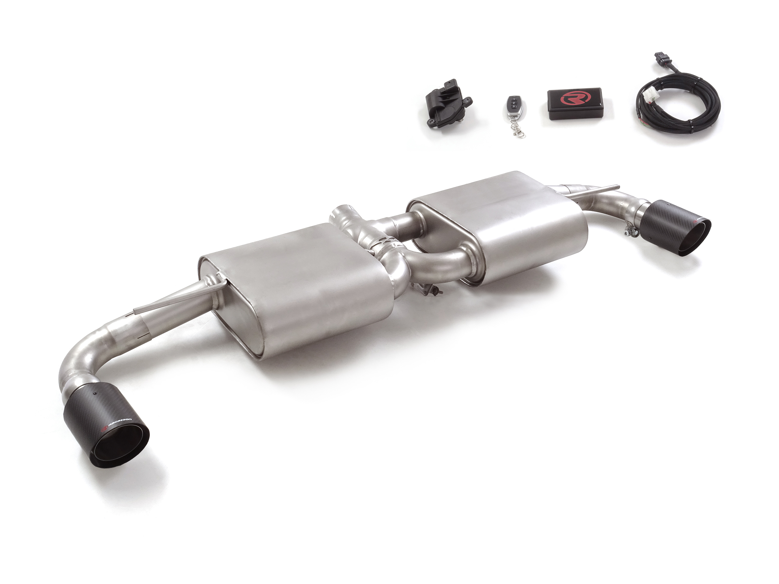 Ragazzon Duplex Endschalldämpfer 1x 102mm rund Sport Line mit integrierter elektrischer Klappe