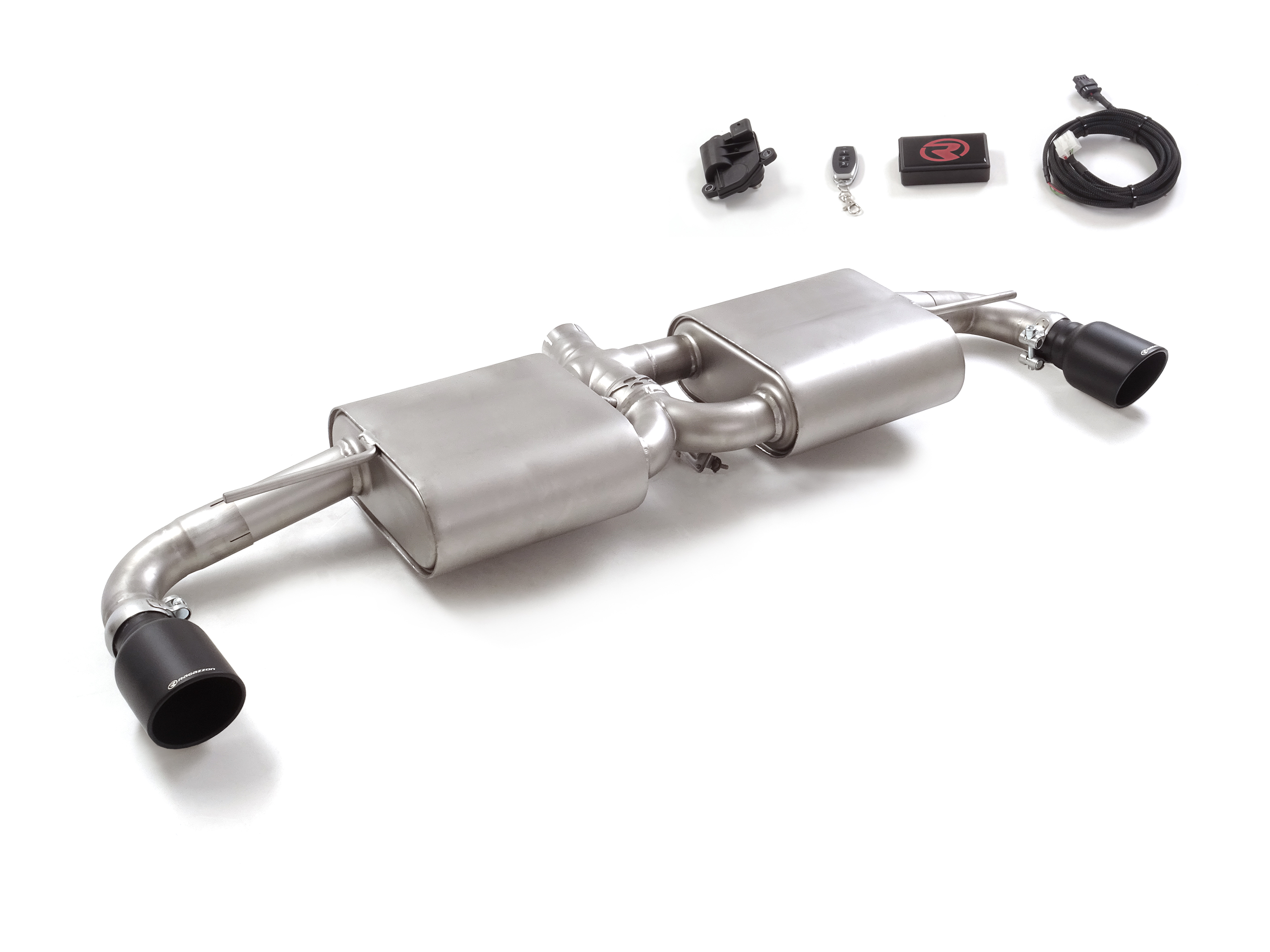 Ragazzon Duplex Endschalldämpfer 1x 102mm rund Sport Line mit integrierter elektrischer Klappe